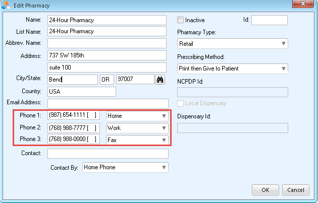 CPS Edit Pharmacy Phone Dialog